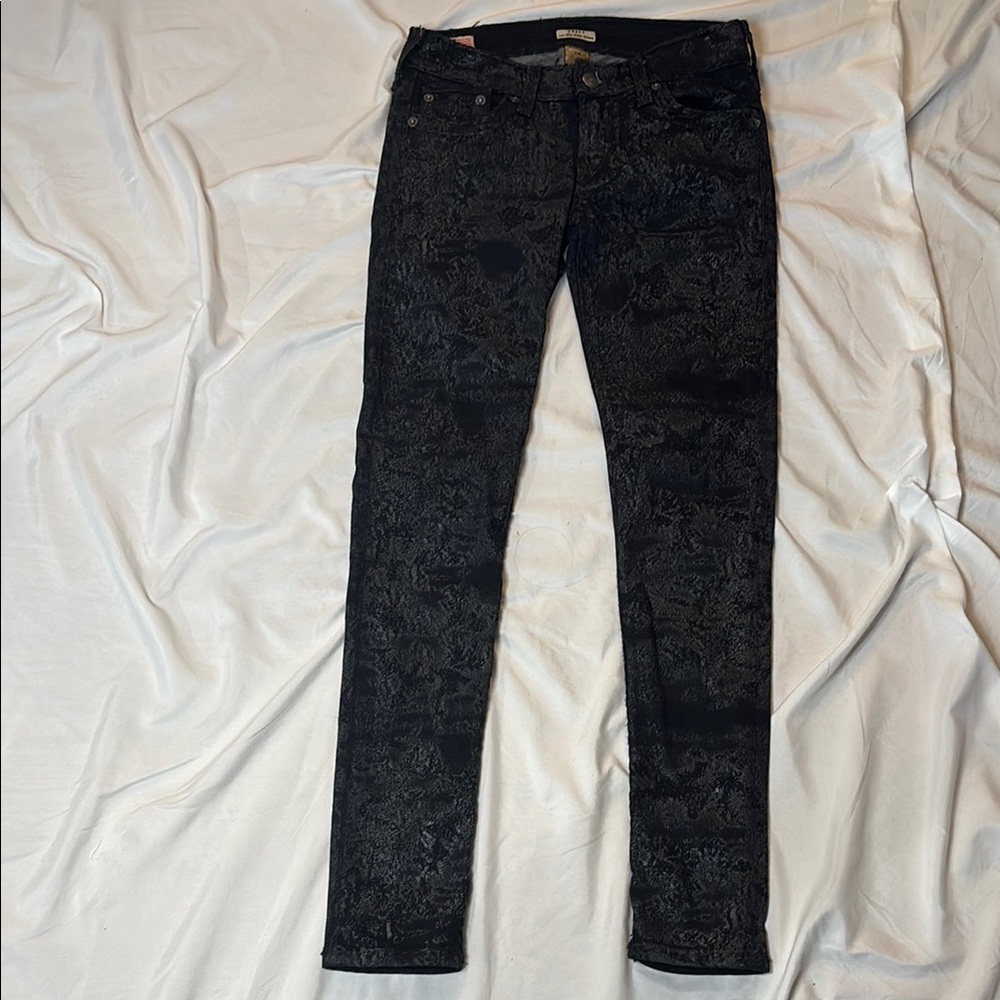 True religion Casey low rise super skinny Patterned Jeans size 24